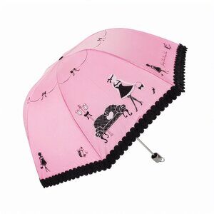 Pink Lace Ultraviolet-Proof Folding Umbrella Dome Parasol Sun & Rain Umbrella